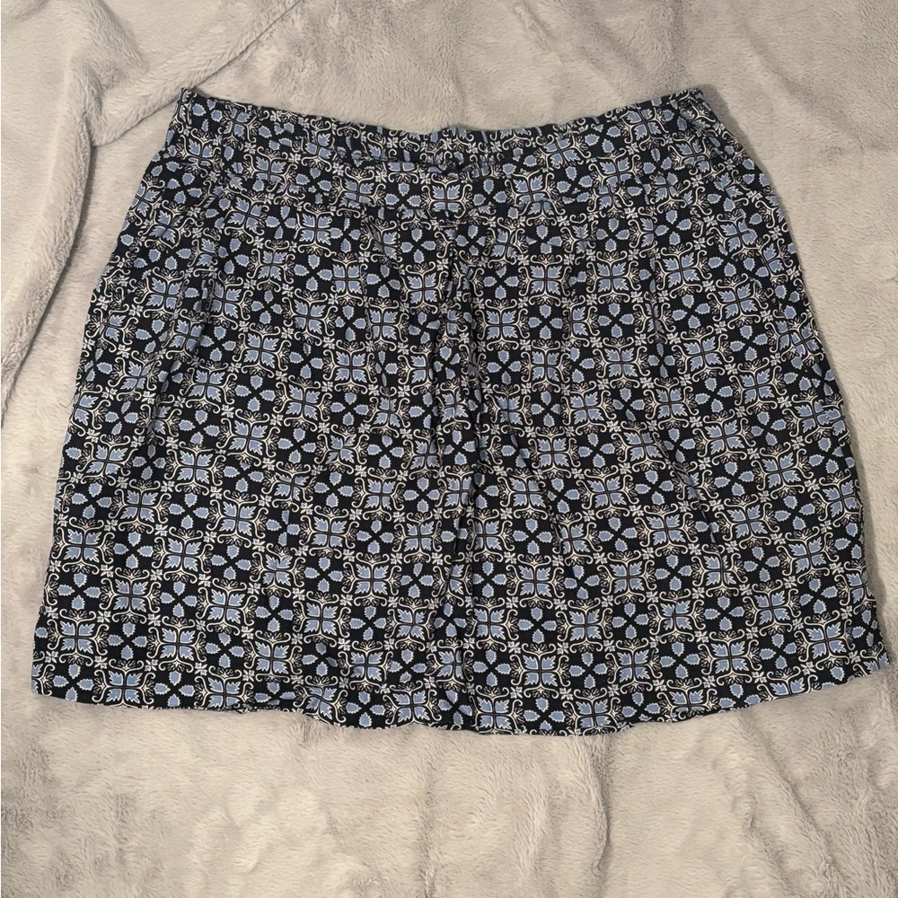 LOFT Blue Patterned Mini Skirt Casual